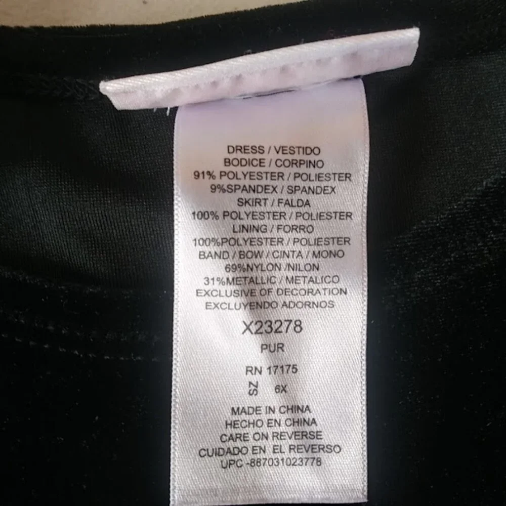 Jessica Ann girl's size 6X black and purple dress